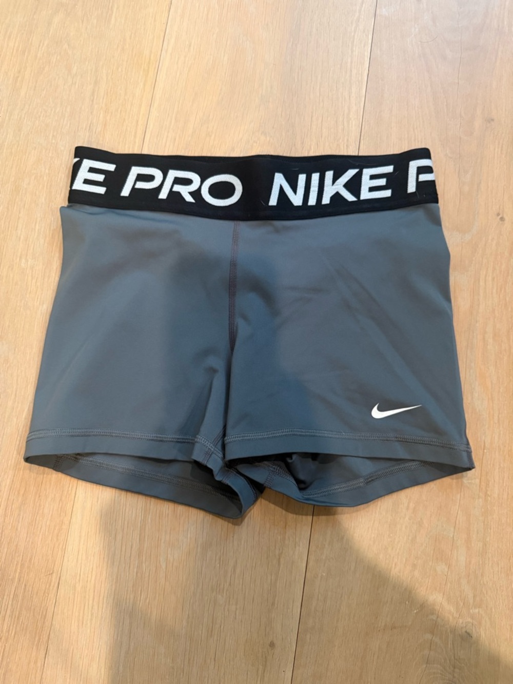 Nike Pro Women's Dark Gray Performance Bike Shorts with Black Waistband